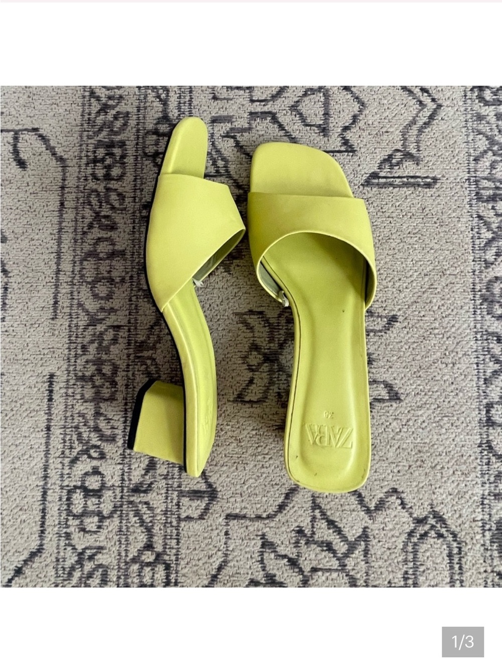ZARA Bright Lime Green Slide Mules - Mid Block Heel